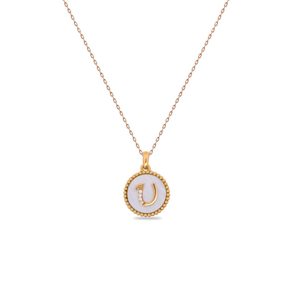 V letter MOP pendant