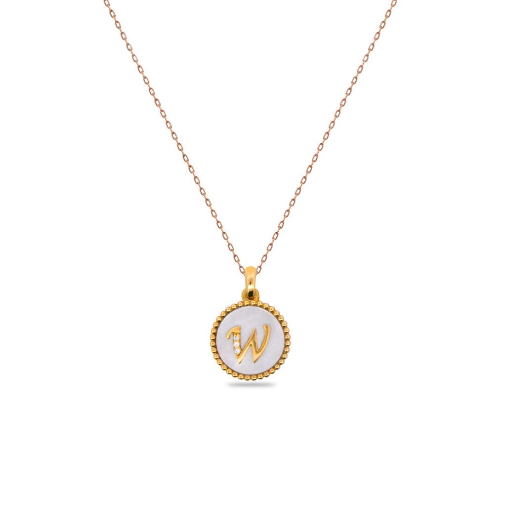 W letter MOP pendant