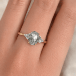Oval shaped salt and pepper diamond ring
