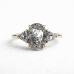 Oval shaped salt and pepper diamond ring Dubai