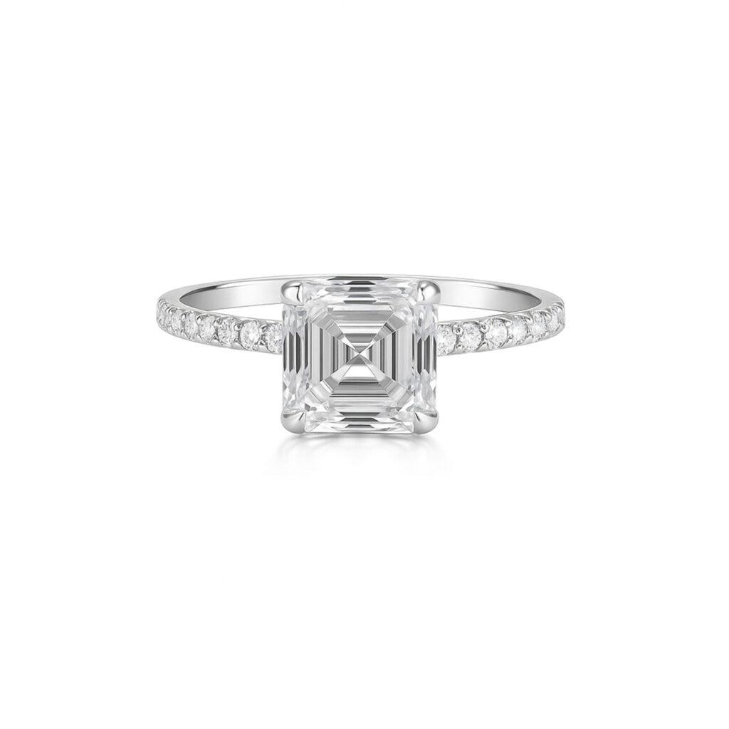 Asscher diamond engagement ring