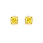 Cushion cut yellow diamond studs