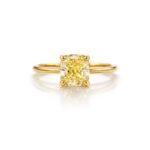 Cushion shape Yellow Diamond Ring