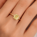 Cushion shape Yellow Diamond Ring Dubai