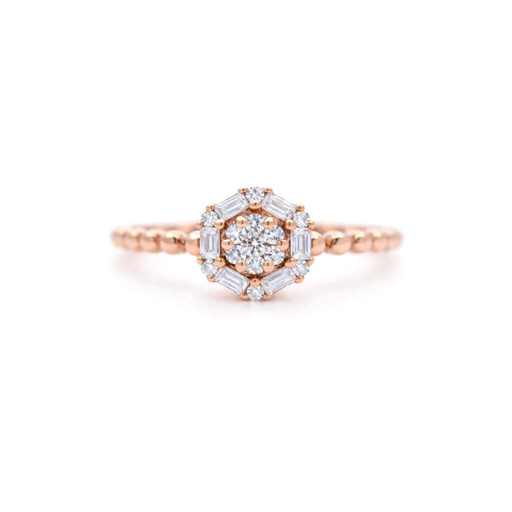 Diamond Ring Embraced by Baguette Diamonds