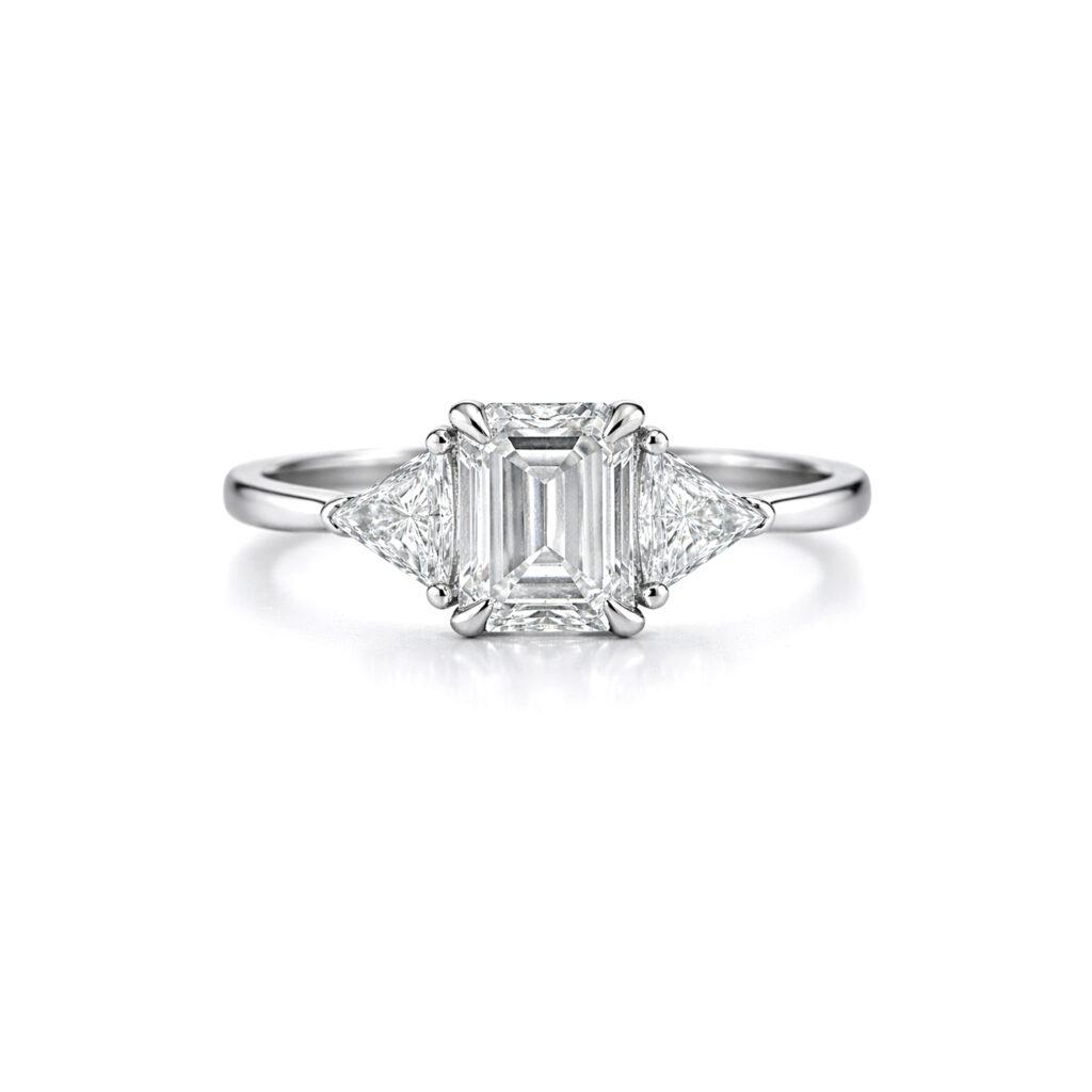 Emerald Cut Diamond Trilogy Ring