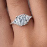 Emerald Cut Diamond Trilogy Ring Dubai