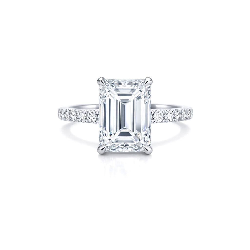 Emerald diamond engagement ring