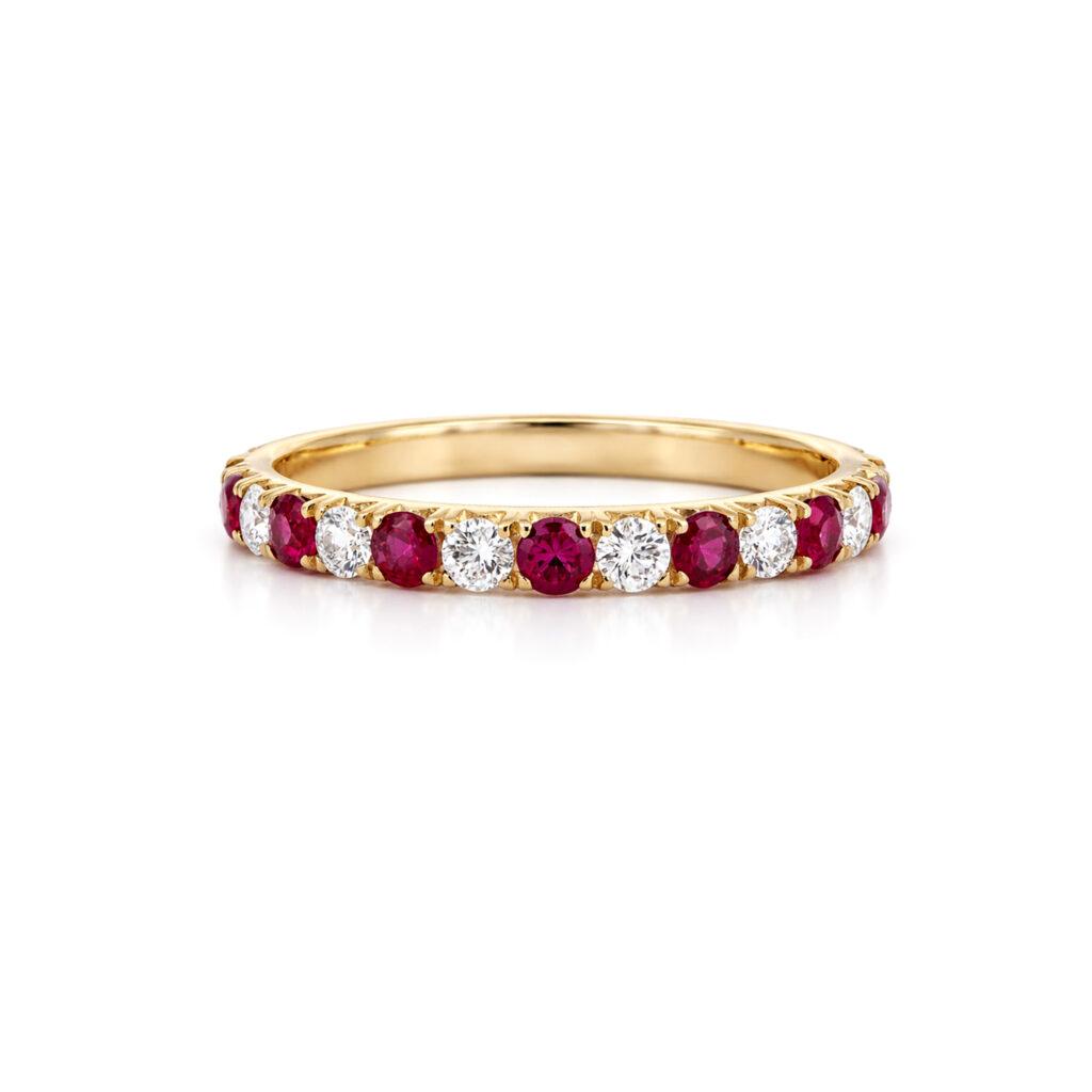 Eternity ring with rubies and diamonds