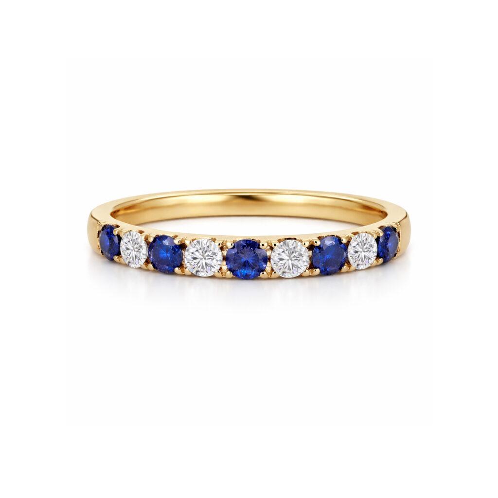 Eternity ring with sapphires and diamonds