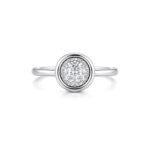 Halo diamond ring in bezel setting