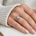 Halo diamond ring in bezel setting Dubai