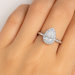 Pear diamond halo ring