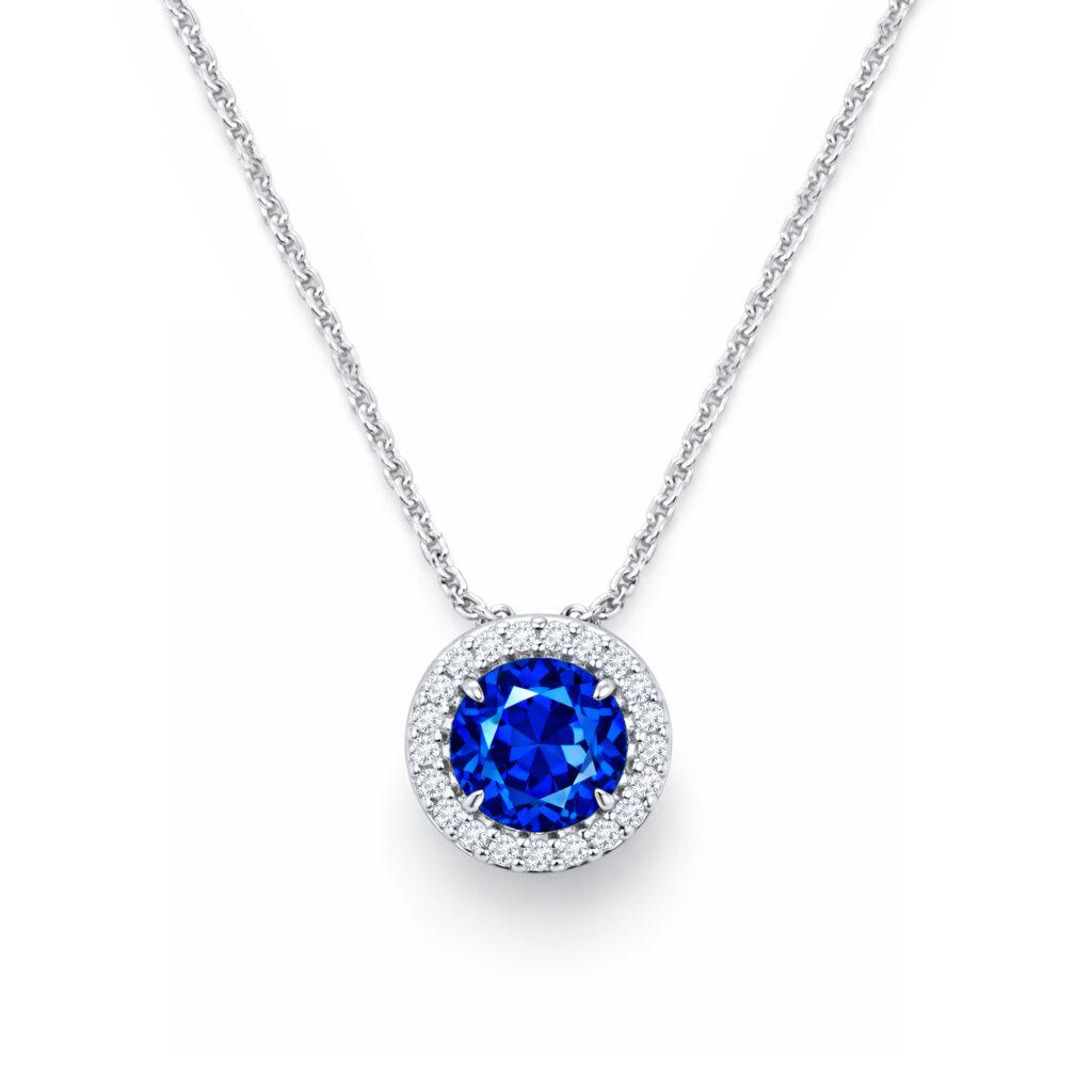 Sapphire necklace with diamond halo Dubai