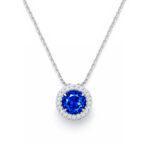 Sapphire necklace with diamond halo Dubai