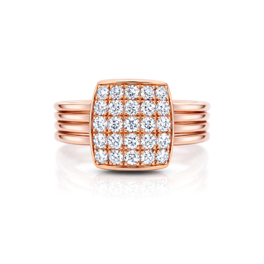 Square Pave Diamond Ring