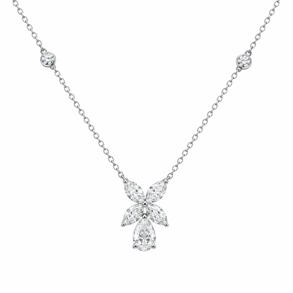 Marquise and pear diamond drop pendant