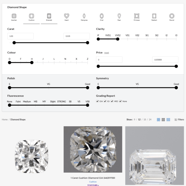 Online Diamond Inventory