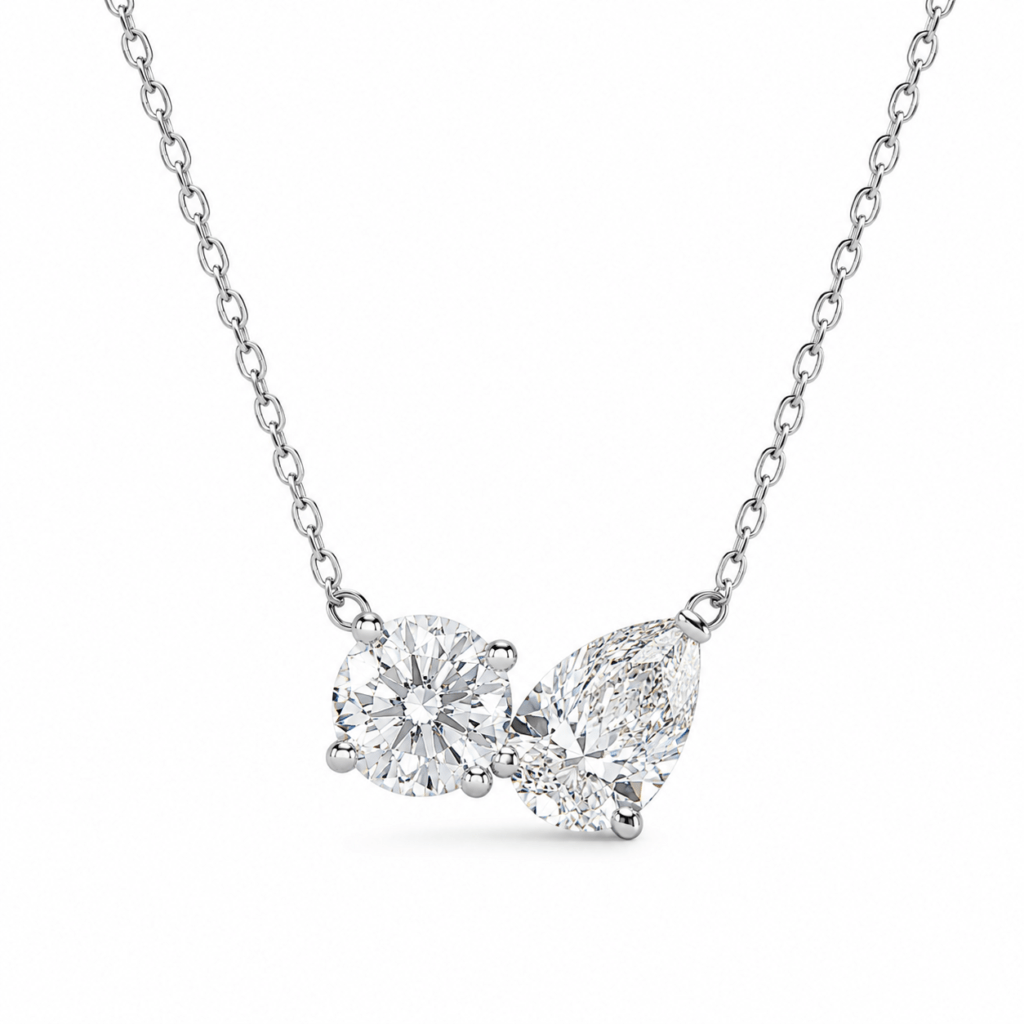 Pear & Round Diamond Necklace