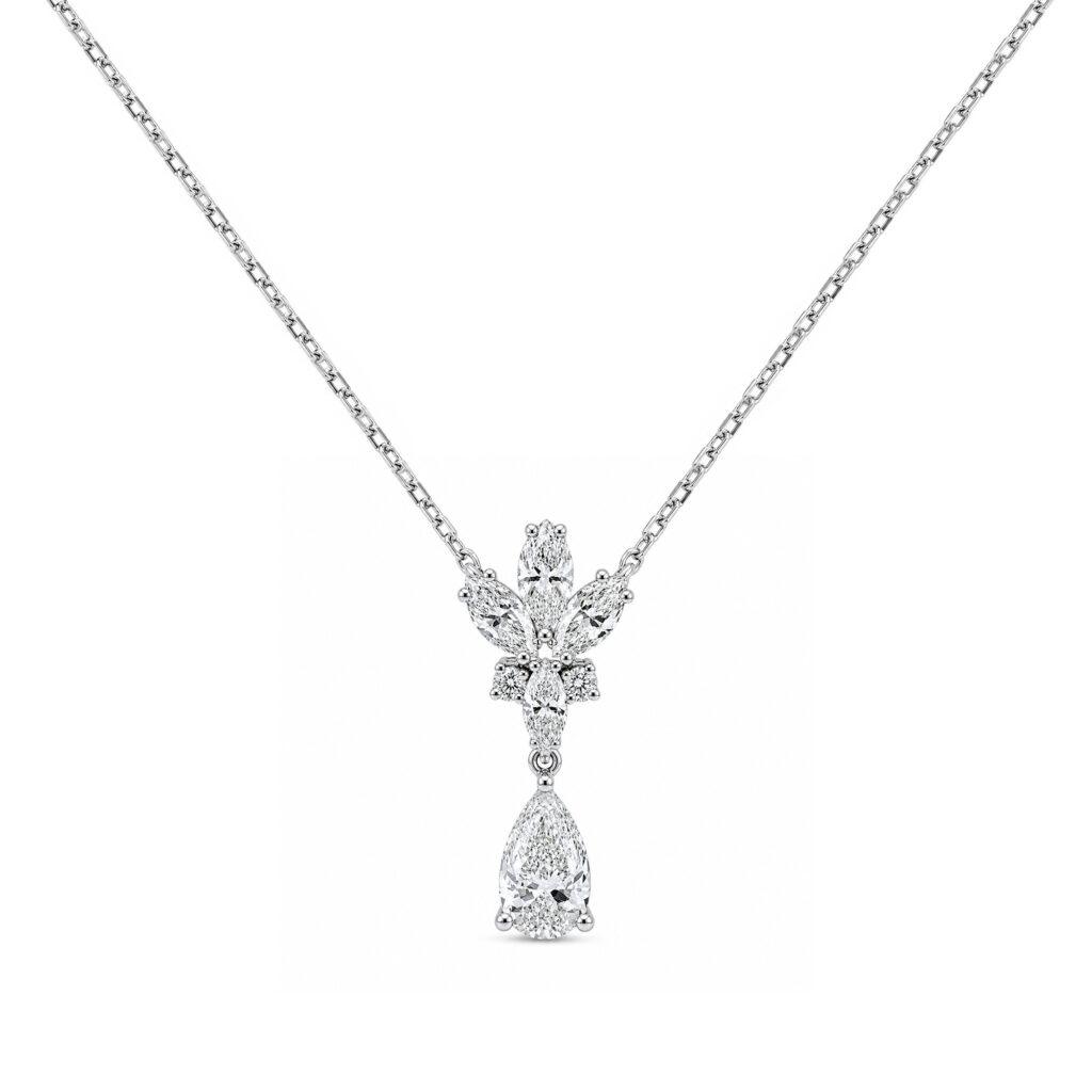 Pear and Marquise diamond floral Pendant