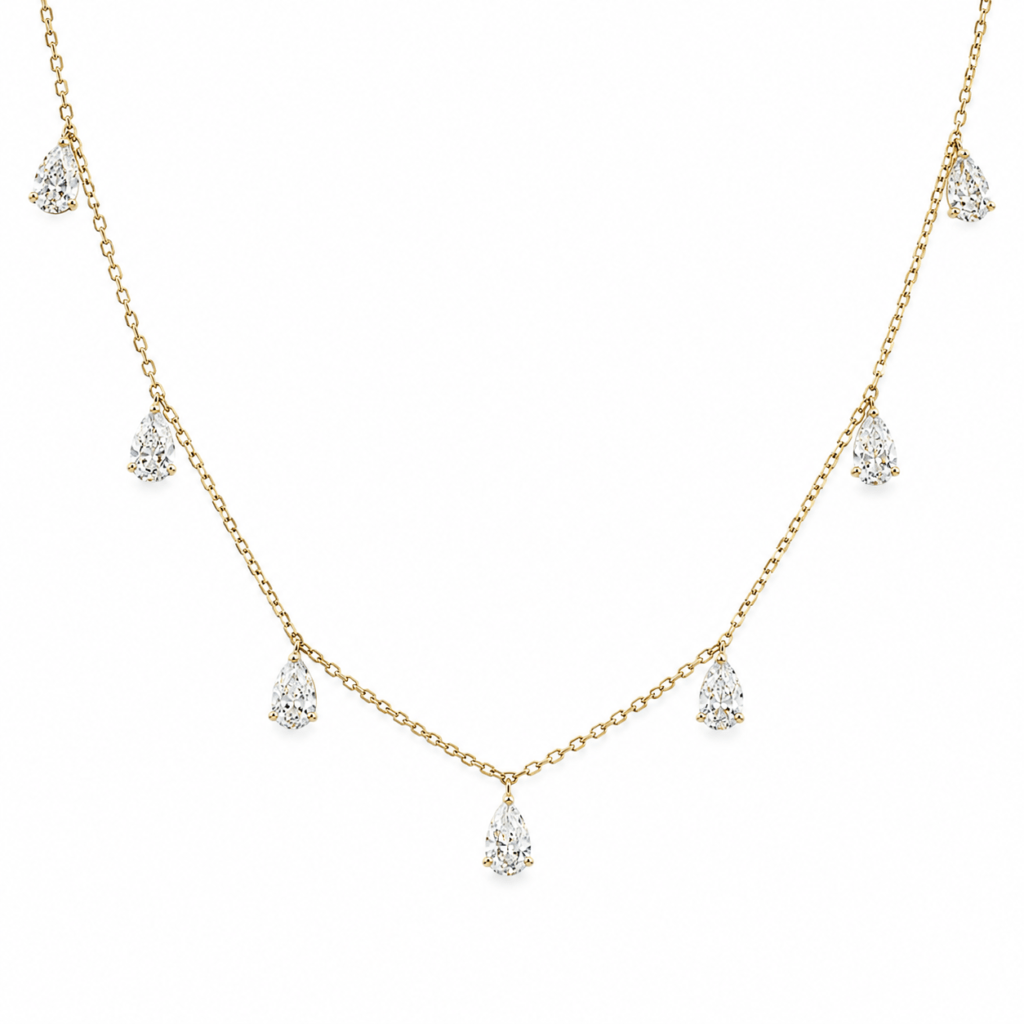Pear diamond drop Necklace