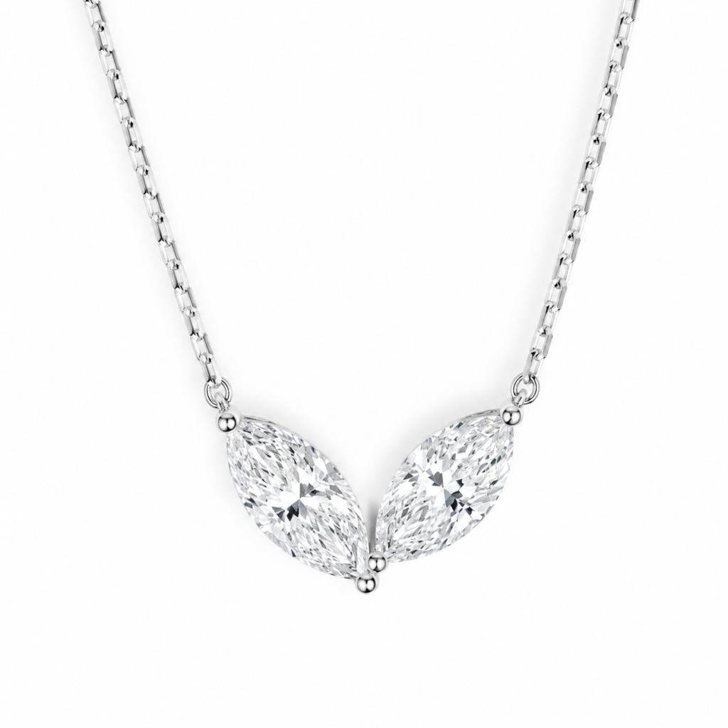 Two stone marquise diamond necklace