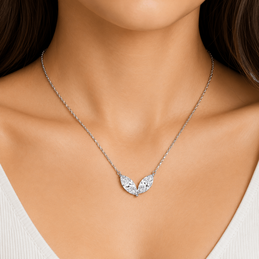 Two stone marquise diamond necklace Dubai