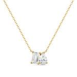 Emerald and pear diamond pendant