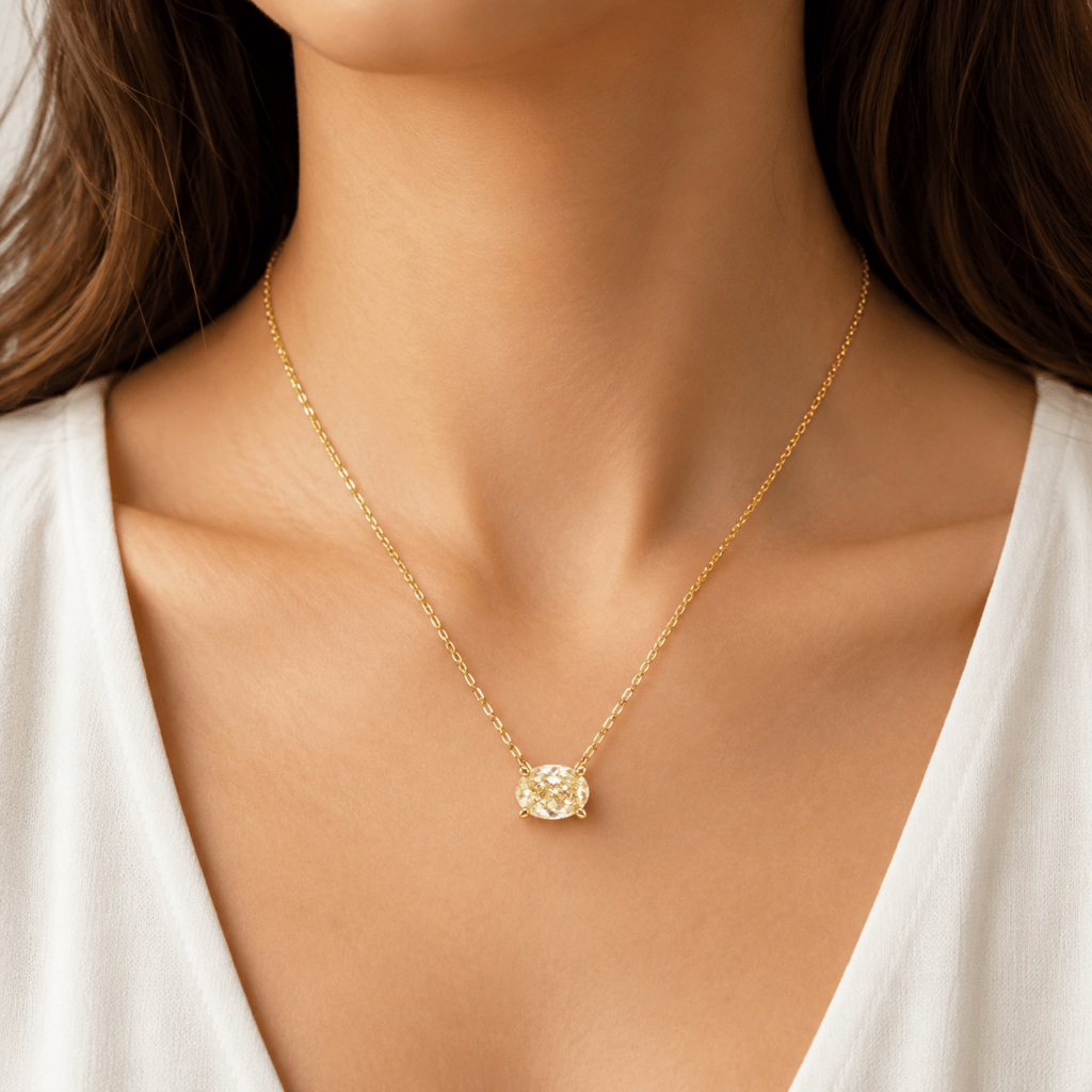 Fancy yellow Oval diamond pendant Dubai