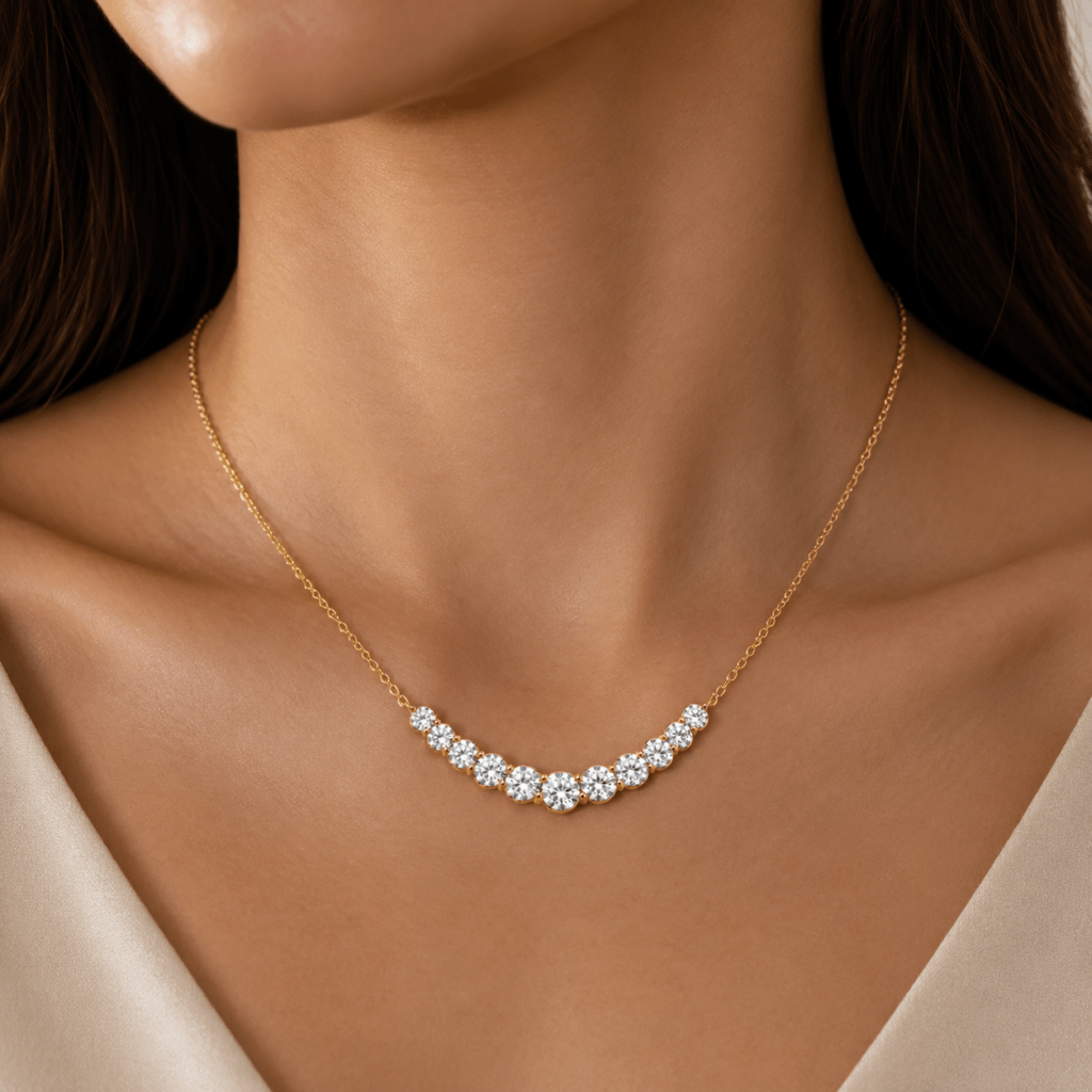 Graduated Round Diamond Necklace Dubai