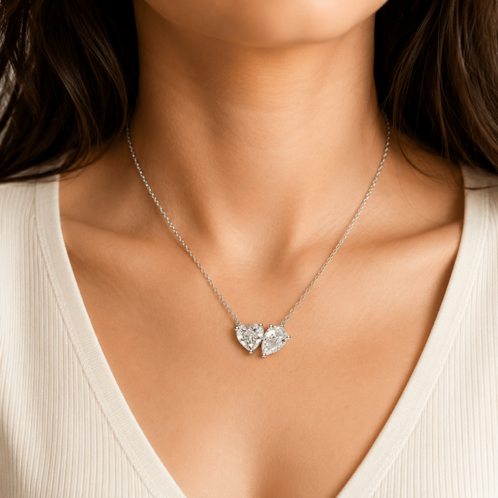 Heart and pear diamond pendant
