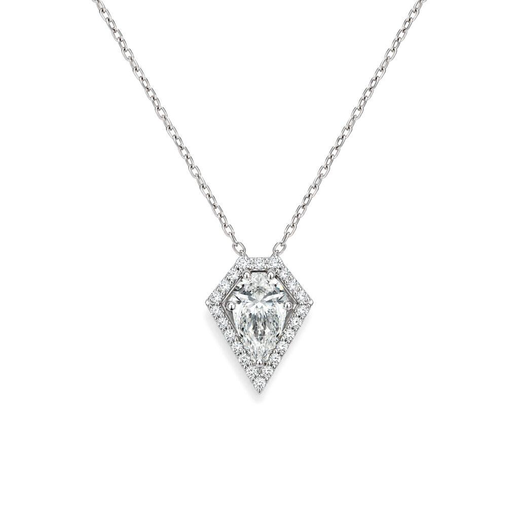 Pear diamond Pentagon Shaped Halo Pendant