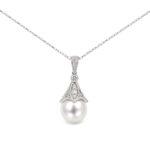 Pearl Drop Pendant with diamonds