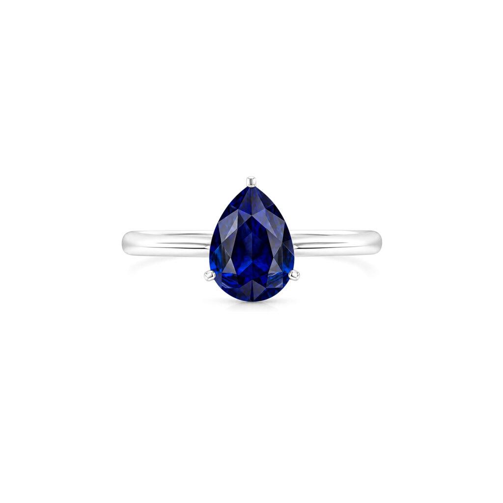 Blue sapphire pear shaped ring