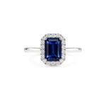 Blue sapphire ring with Halo
