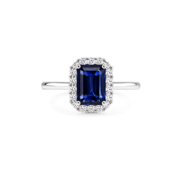 Blue sapphire ring with Halo