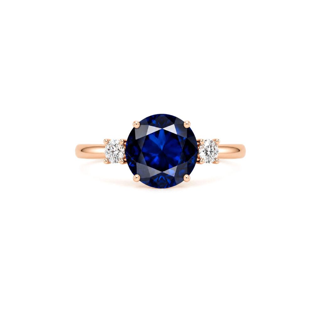 Blue sapphire ring with side diamonds