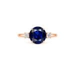Blue sapphire ring with side diamonds