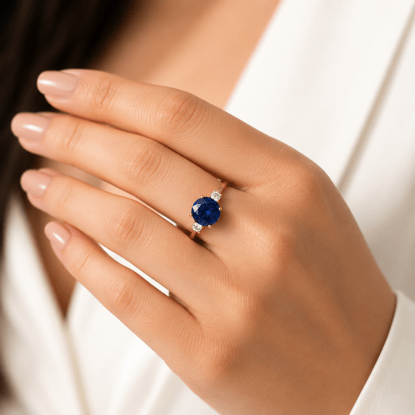 Blue sapphire ring with side diamonds Dubai