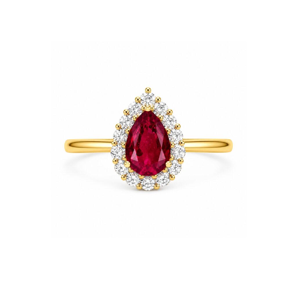 Diana Pear Ruby and Diamond Ring