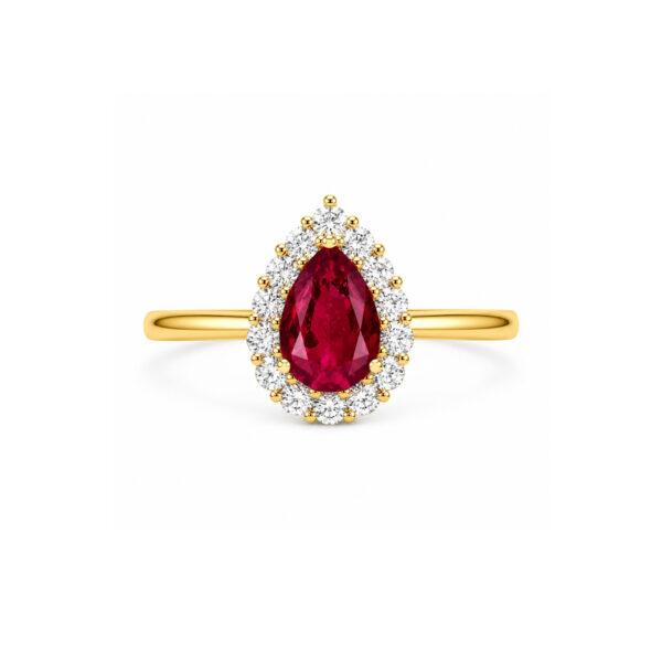 Diana Pear Ruby and Diamond Ring