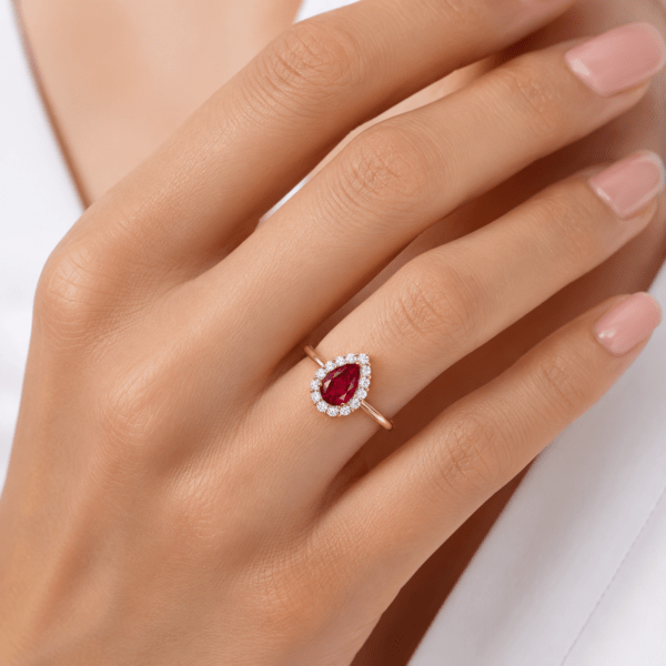 Diana Pear Ruby and Diamond Ring Dubai