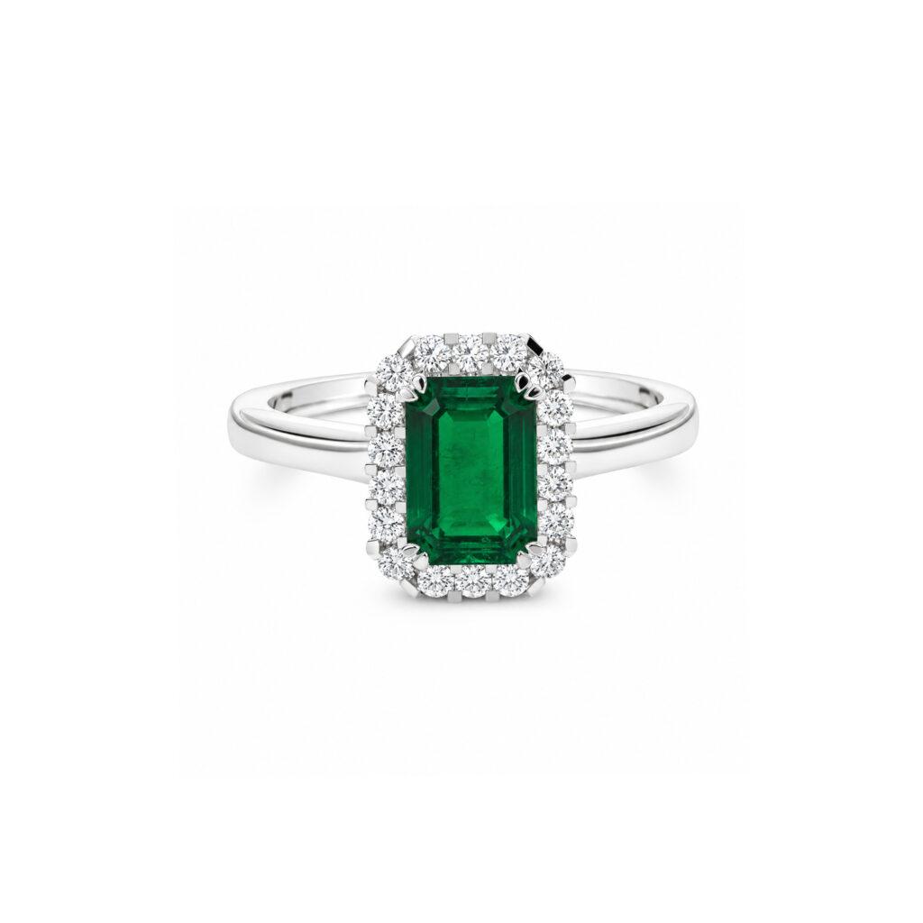 Emerald ring with Halo