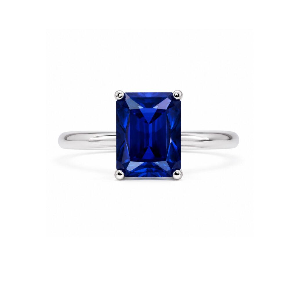 Emerald shaped sapphire ring