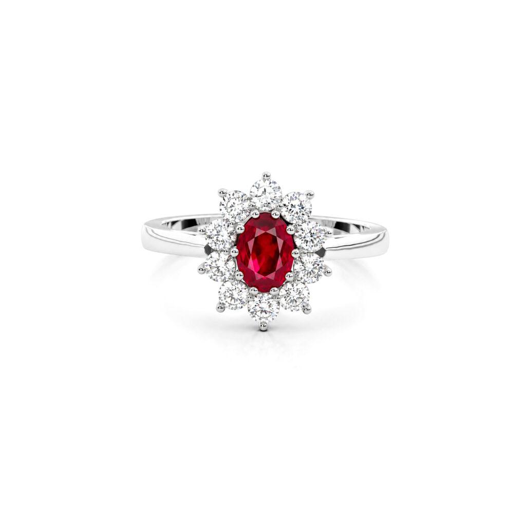 Floral ruby ring with diamonds