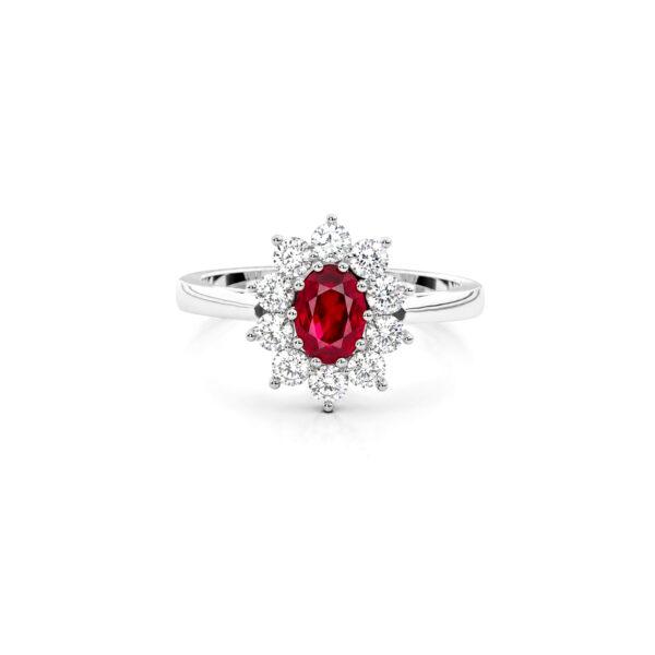 Floral ruby ring with diamonds