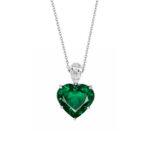 Heart shaped emerald pendant with diamond