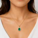 Oval Emerald Pendant with diamonds
