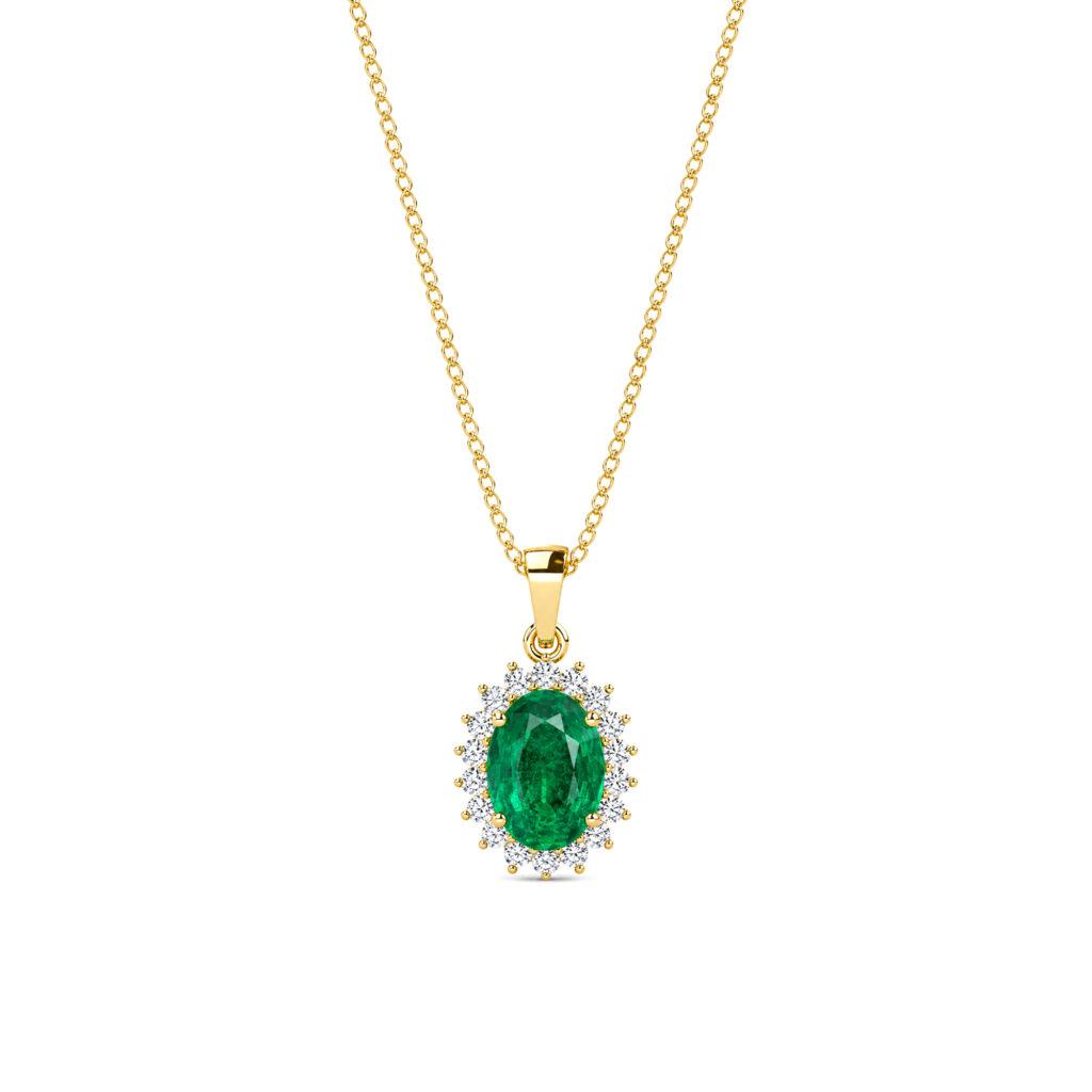 Oval Emerald Pendant with diamonds Dubai