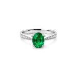 Oval emerald ring with shoulder diamonds